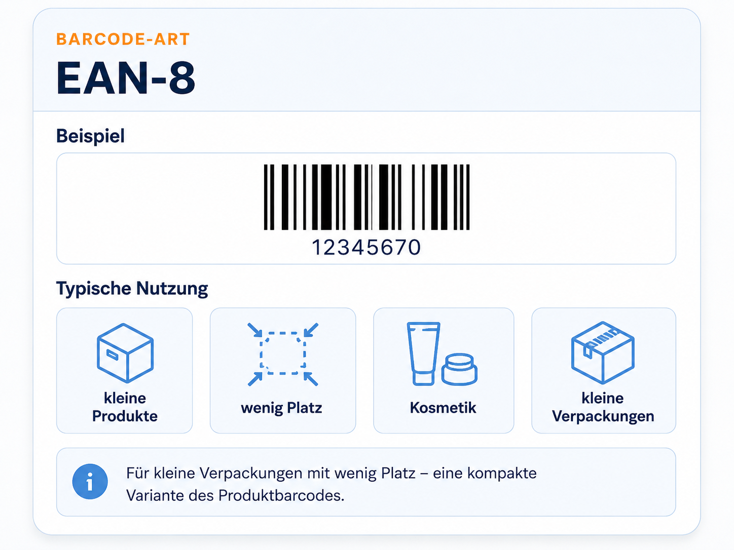 EAN-8 für kleine Handelsware mit zugeteilter GTIN-8