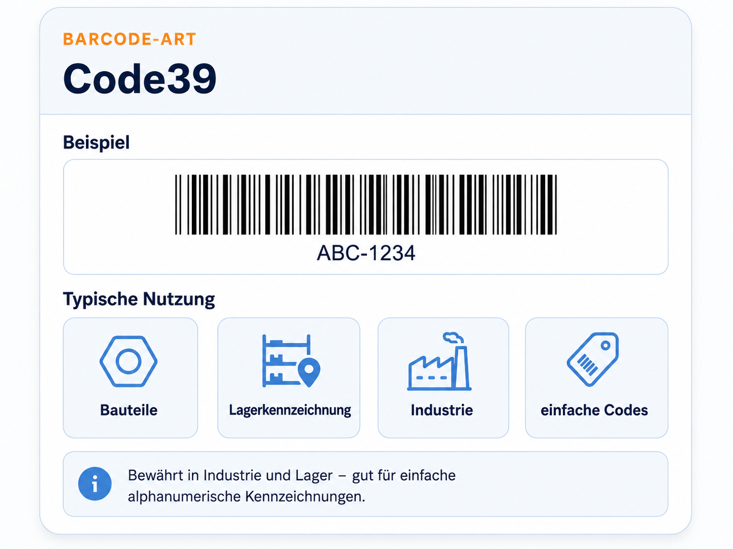 Code39 für bestehende Industrie- und Lagersysteme