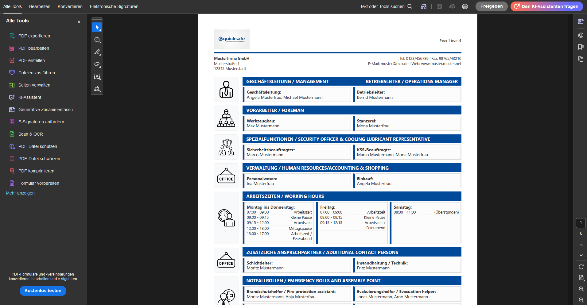 PDF-Beispiel mit Logo, Seitenzählung und Dokumentlayout