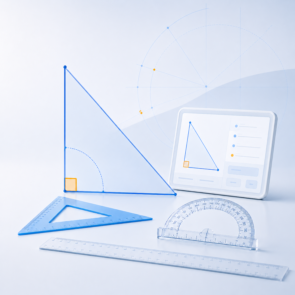 Technische Illustration eines rechtwinkligen Dreiecks